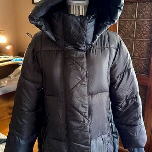 NWOT  the PERFECT Coat ❄️ Long Belted GAP Black Puffer Coat S petite ❤️❤️❤️